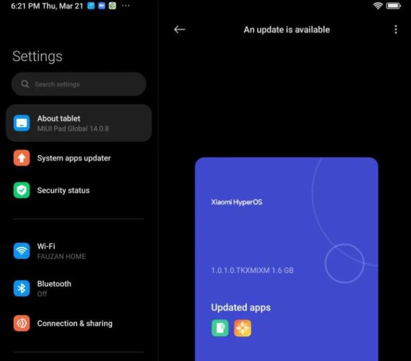小米平板5開始接收HyperOS Global更新 支持Android 14操作系統(tǒng)(圖1) 小米平板5開始接收HyperOS Global更新 支持Android 14操作系統(tǒng)(圖1)