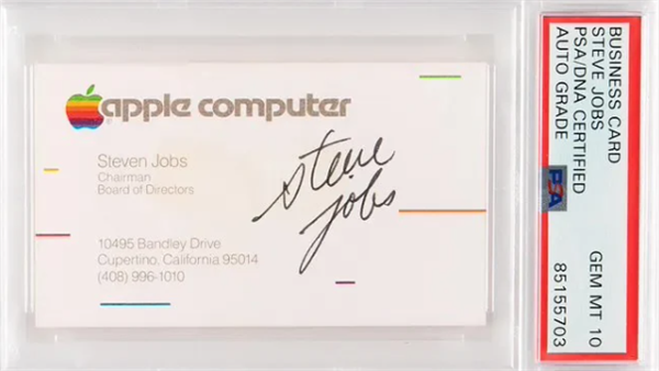 41年歷史！喬布斯簽名名片拍出131萬元天價