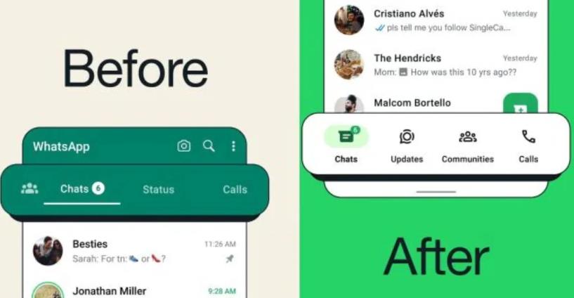 WhatsApp為Android手機(jī)重新定位導(dǎo)航欄 四個(gè)選項(xiàng)卡都具有專用圖標(biāo)(圖1) WhatsApp為Android手機(jī)重新定位導(dǎo)航欄 四個(gè)選項(xiàng)卡都具有專用圖標(biāo)(圖1)